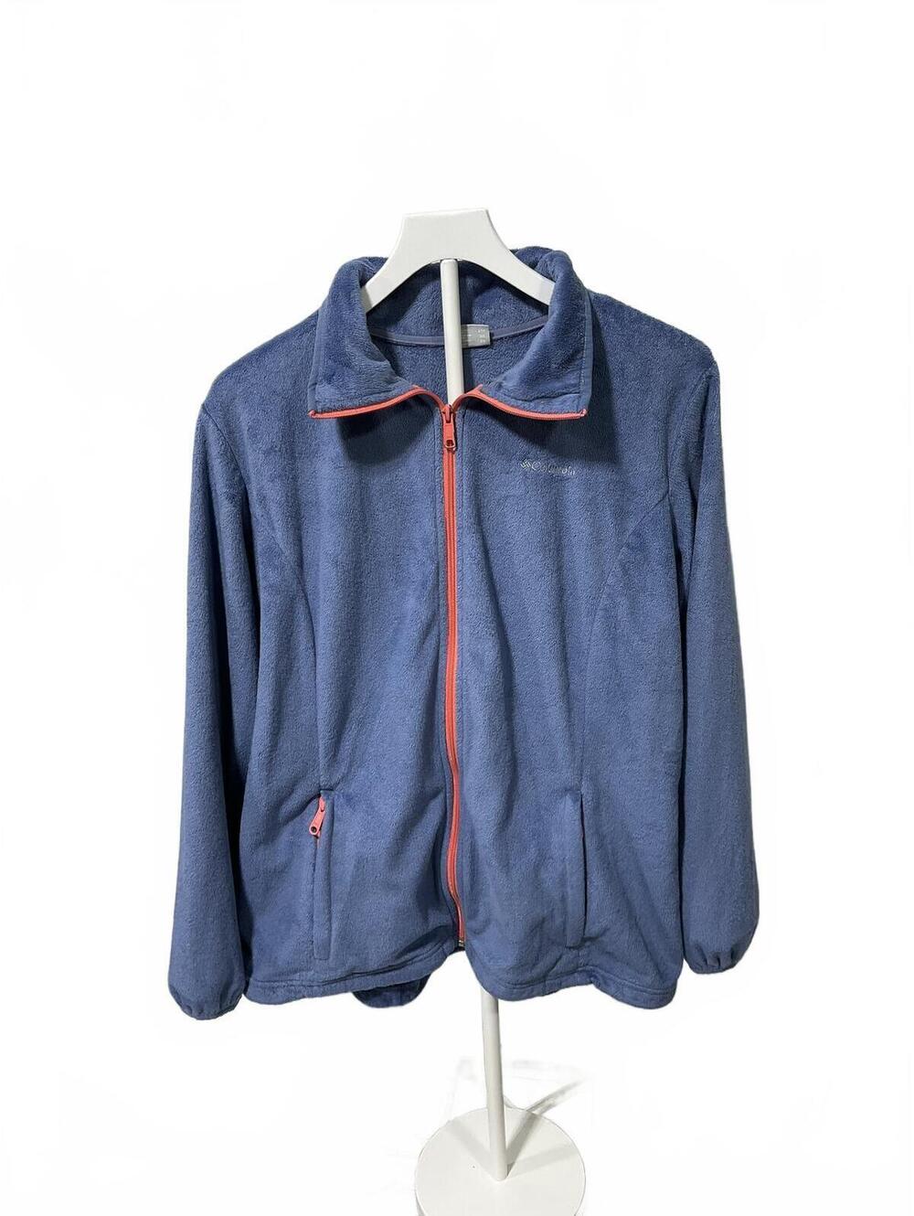 Columbia Blue Fleece Jacket with Coral Zipper Size 2X B32